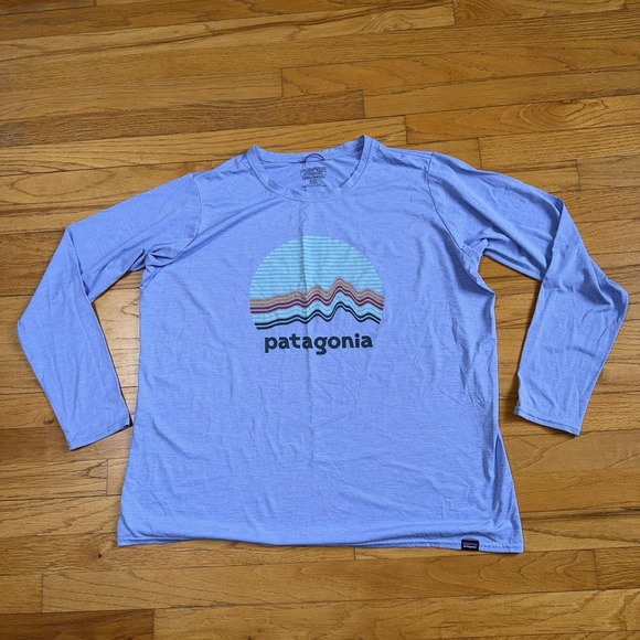 Patagonia Capilene Cool Daily Shirt Womens 2XL Blue Long Sleeve Graphic Tee Top - Picture 2 of 10